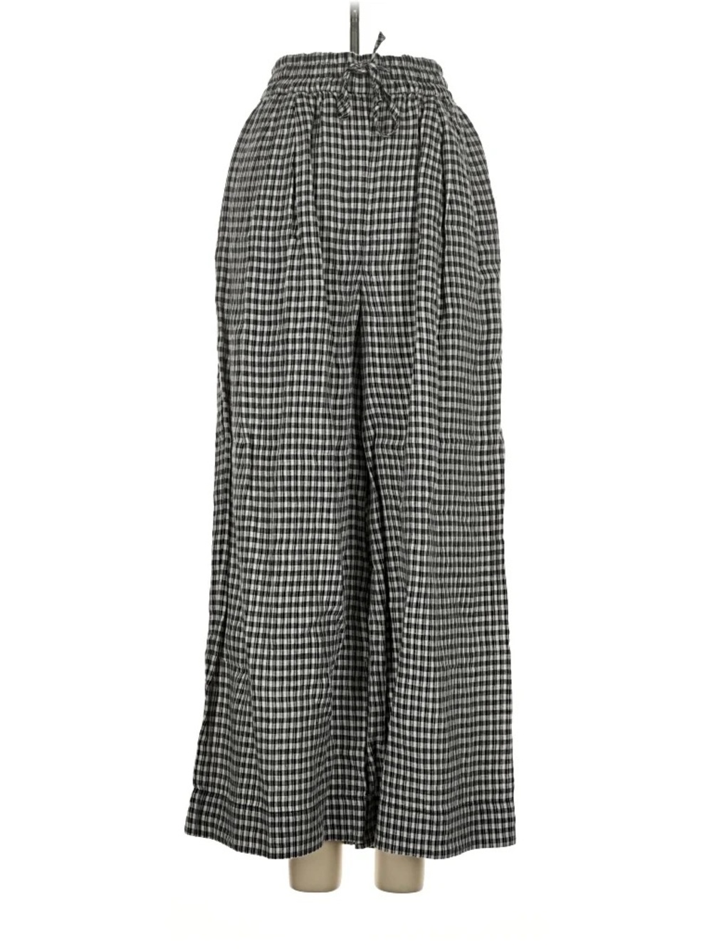 Toast Check Linen Wide Leg Trousers Gingham Slate XS